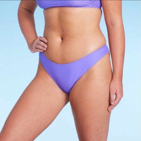 Women's Scoop Front Low-Rise High Leg Cheeky Bikini Bottom -Wild Fable Purple XL - Picture 1 of 4